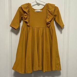 Remie Girl Mustard Yellow Twirl Circle Dress Size 2